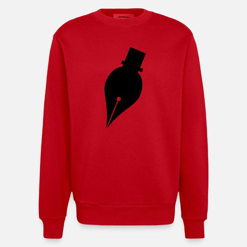 Schreibstift oder Tintenstift-Logo für Schreiber - Heavyweight Oversized Organic Crew Neck Made in EU - Rot