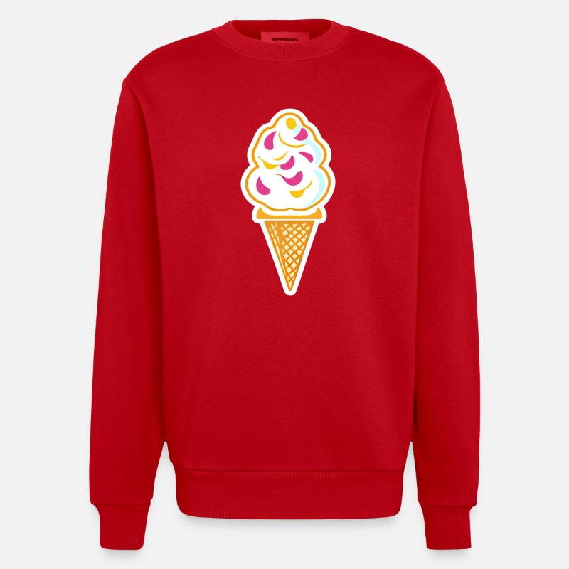 Crème glacée, crème glacée - Sweat bio épais oversize fabriqué en UE - rouge