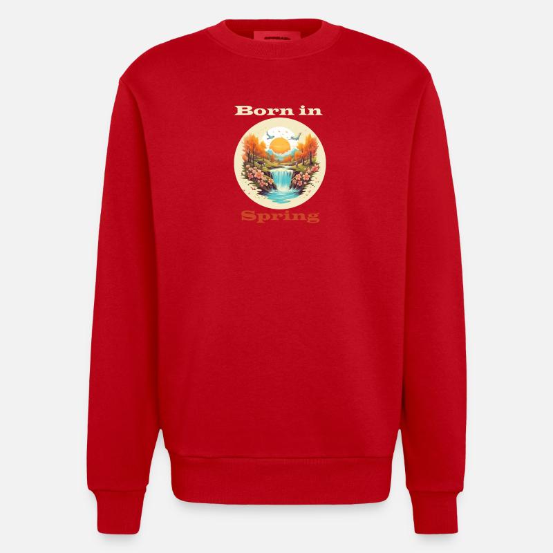 Born in Spring - Heavyweight Oversized Organic Crew Neck Made in EU - red