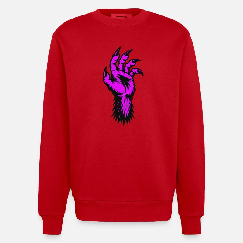 Werwolf Hand - Heavyweight Oversized Organic Crew Neck Made in EU - Rot
