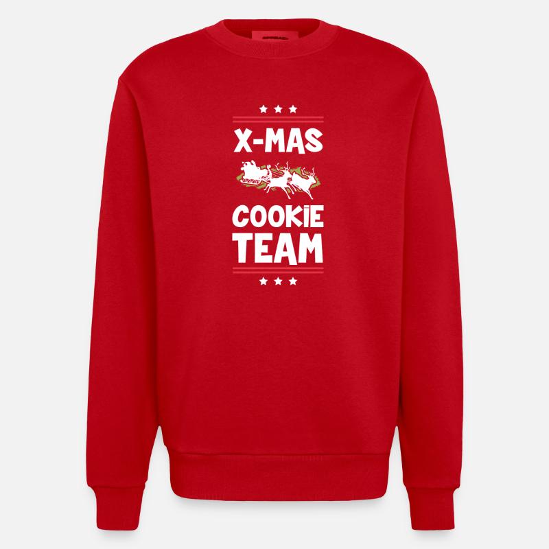 L’équipe des biscuits de Noël - Sweat bio épais oversize fabriqué en UE - rouge