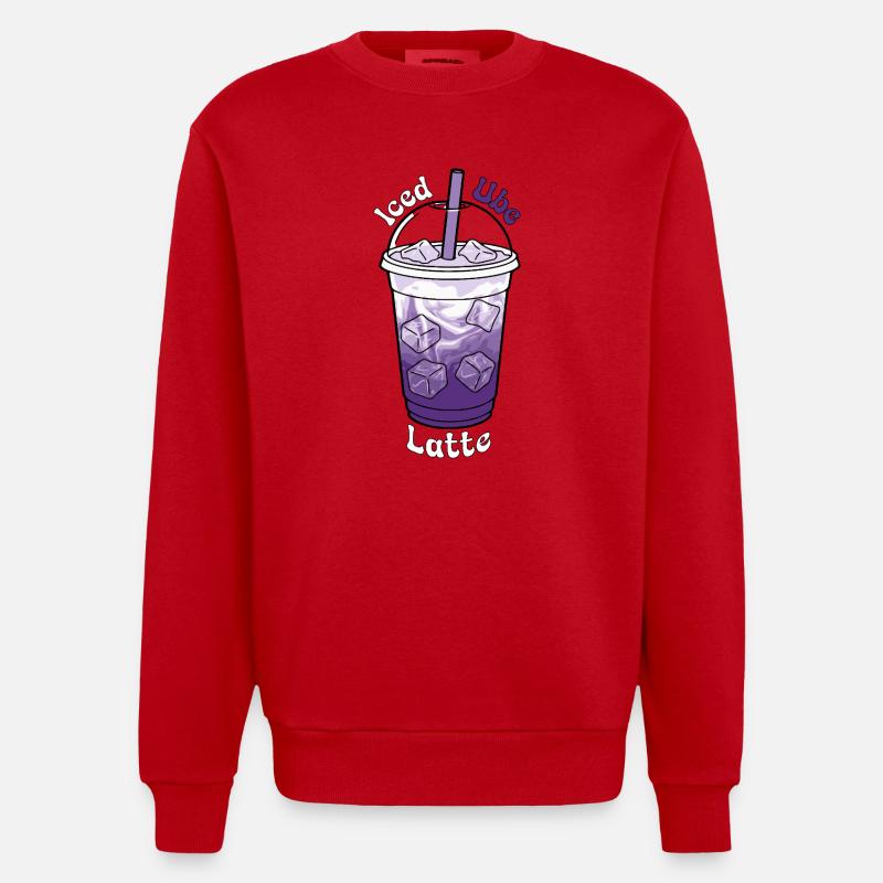 Latte Ube glacé - Sweat bio épais oversize fabriqué en UE - rouge