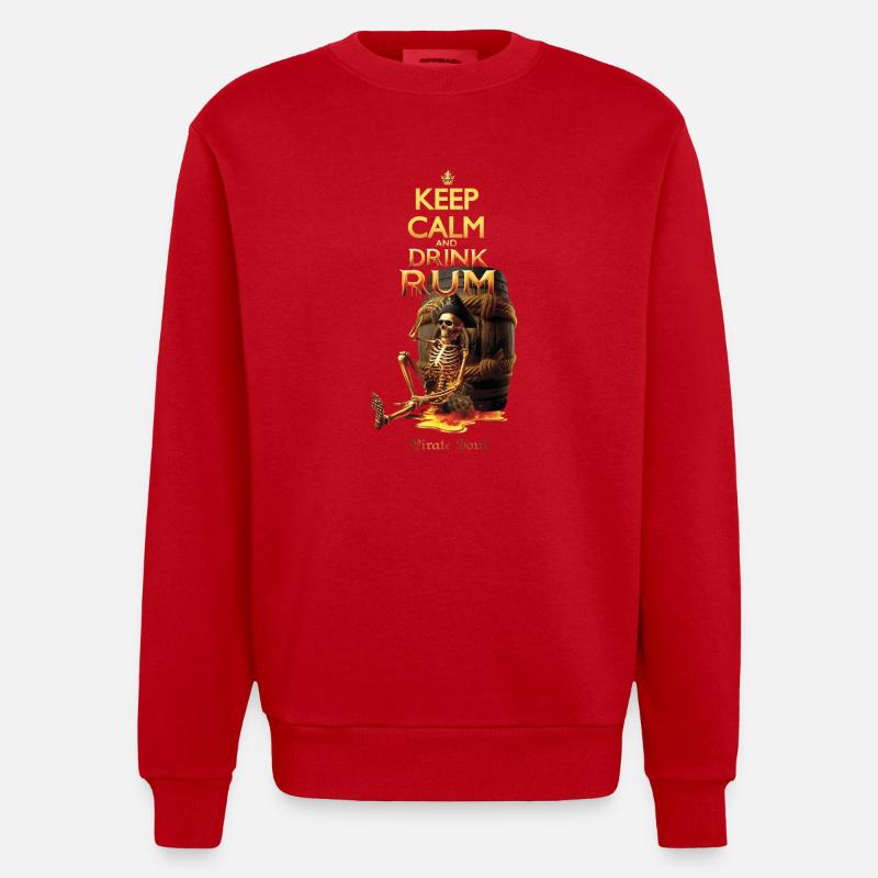 keepcalm DRINK RUM - Sweat bio épais oversize fabriqué en UE - rouge