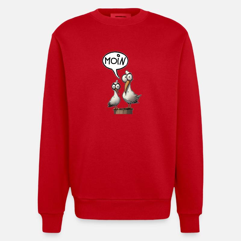 Die Bäädden Möwen - Möwe moin - Heavyweight Oversized Organic Crew Neck Made in EU - Rot