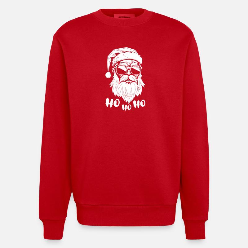 Chilliger Santa mit Sonnenbrille HoHoHo - Heavyweight Oversized Organic Crew Neck Made in EU - Rot