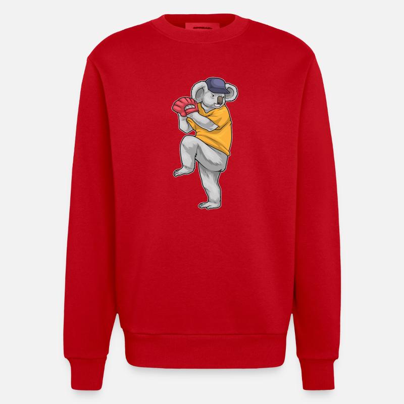 Koala Baseball Baseballhandschuh - Heavyweight Oversized Organic Crew Neck Made in EU - Rot