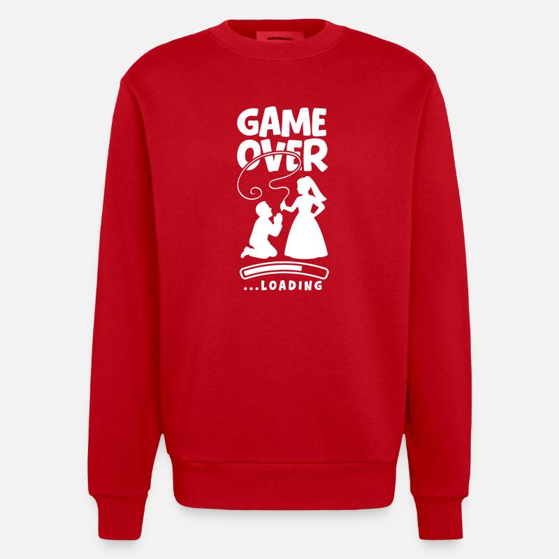 Game Over Hochzeit Ehepaar - Heavyweight Oversized Organic Crew Neck Made in EU - Rot