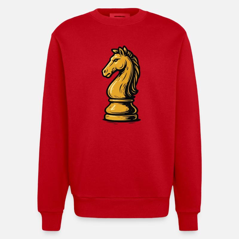 Figure d’échecs à cheval - Sweat bio épais oversize fabriqué en UE - rouge