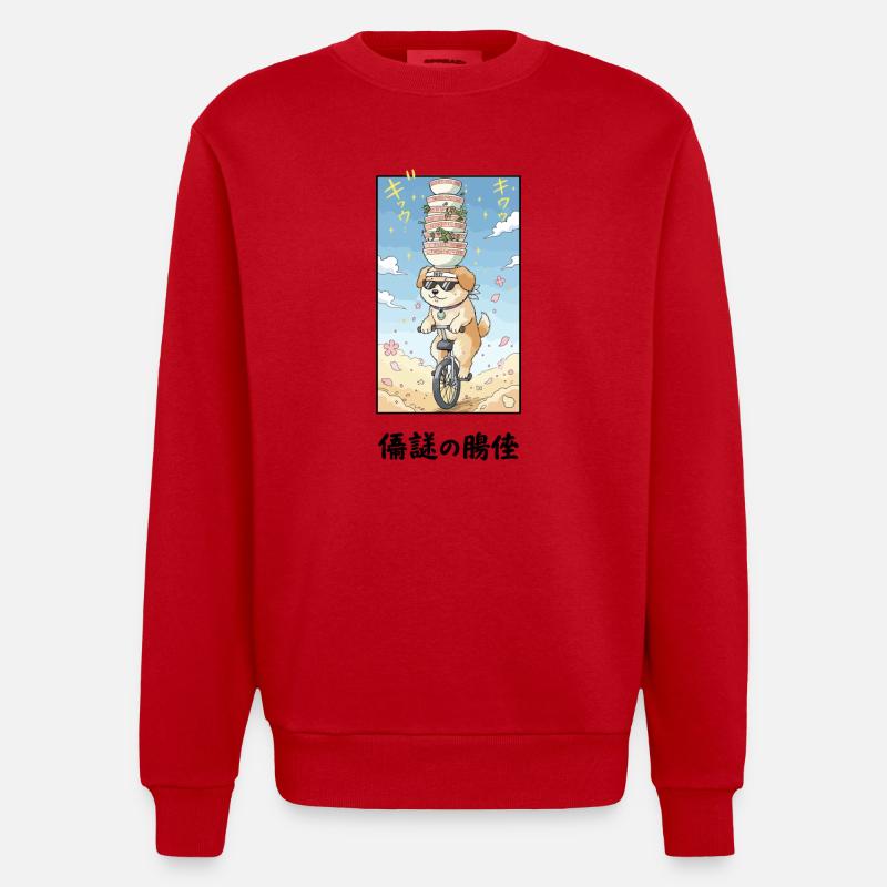 Noodle Stack Pup sur monocycle - Sweat bio épais oversize fabriqué en UE - rouge