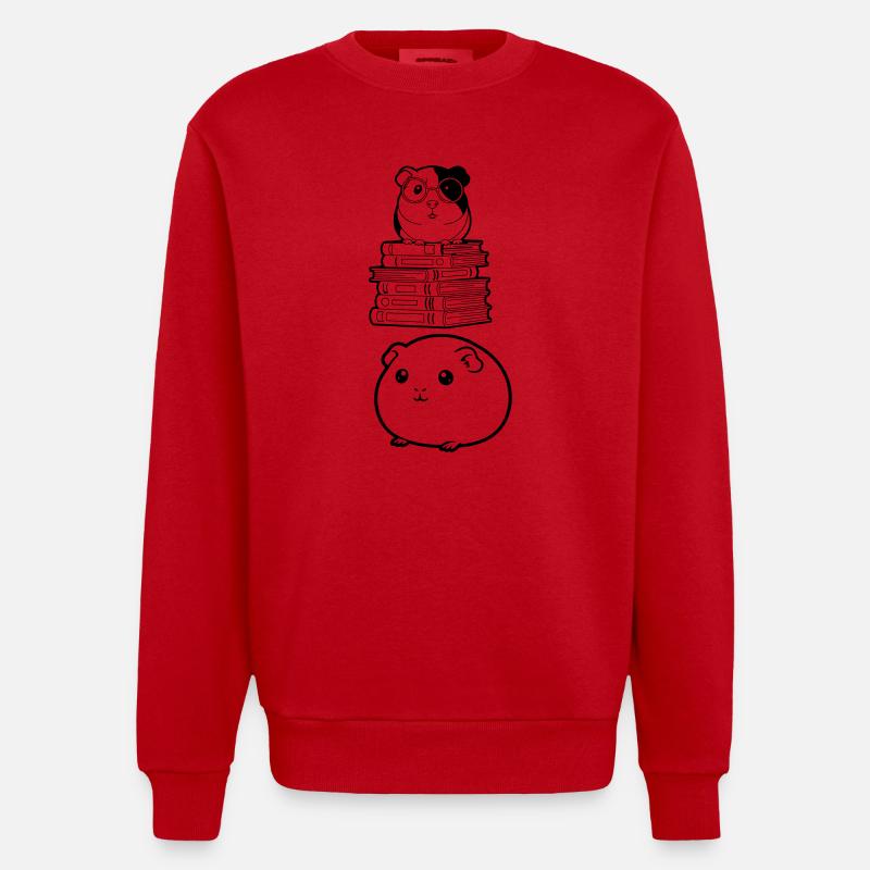 Nerd des livres cochons d’Inde, - Sweat bio épais oversize fabriqué en UE - rouge