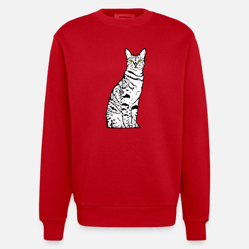 Chat Blanc Blanc Chats Chaton mignon - Sweat bio épais oversize fabriqué en UE - rouge