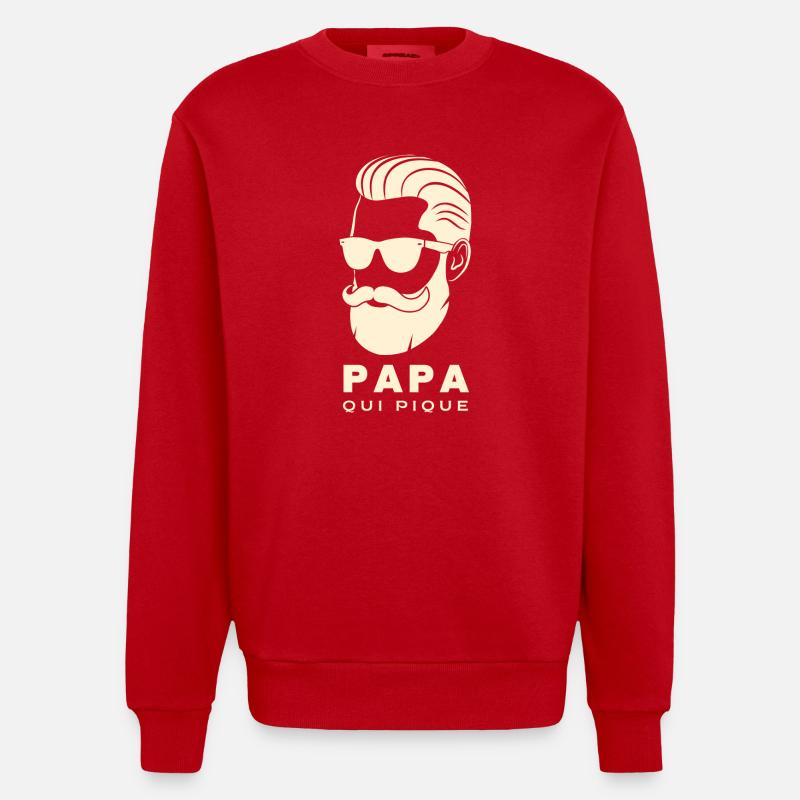 PAPA QUI PIQUE 2 - Sweat bio épais oversize fabriqué en UE - rouge