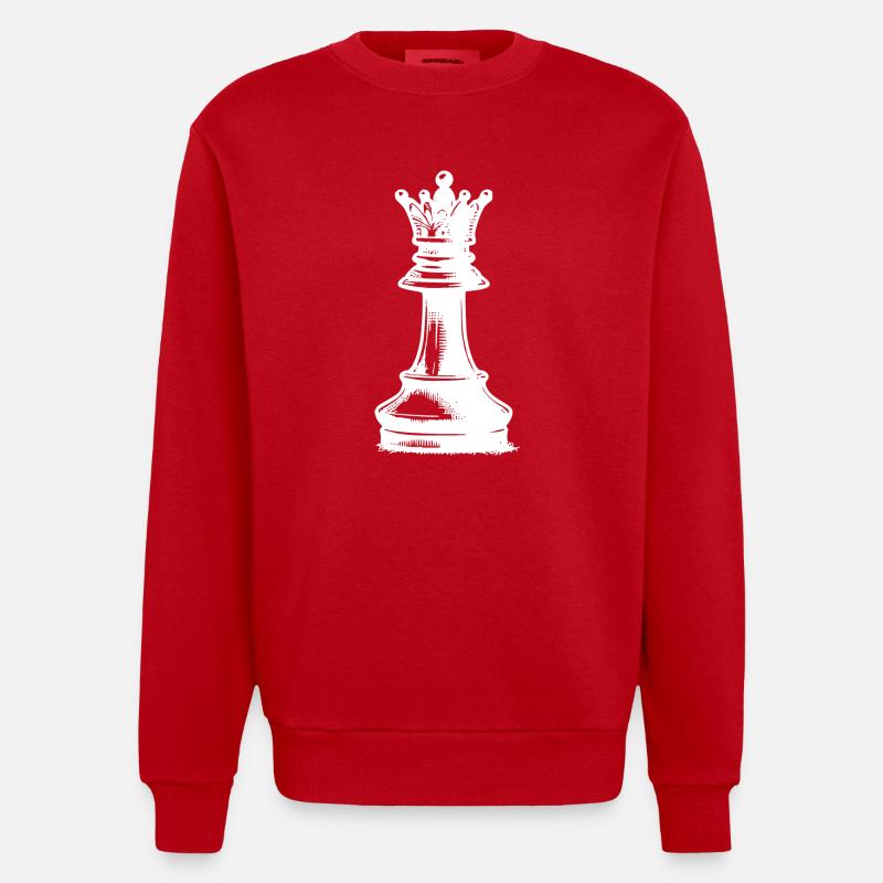 Jeu d’échecs Pièces d’échecs Dames - Sweat bio épais oversize fabriqué en UE - rouge