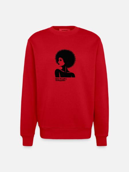 Afro Queen Silhouette - Heavyweight Oversized Organic Crew Neck Made in EU - red