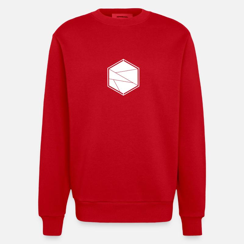 hexagone abstrait - Sweat bio épais oversize fabriqué en UE - rouge