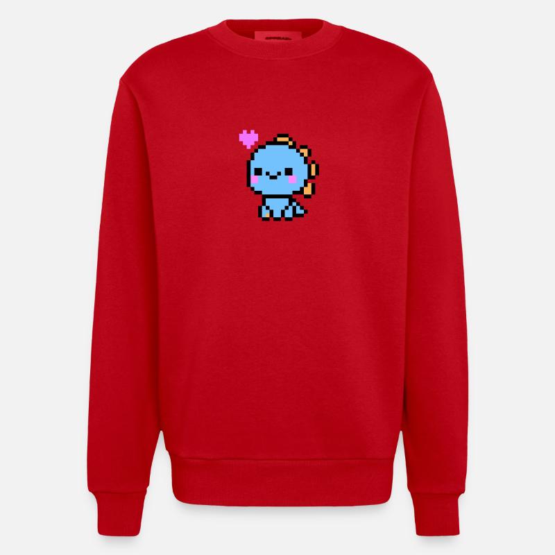 Mignon Dino bleu clair - Sweat bio épais oversize fabriqué en UE - rouge