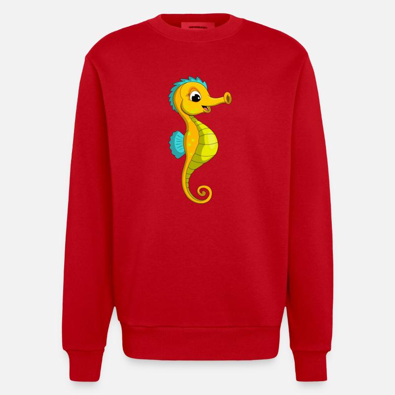 lorey.w "kleines Seepferdchen", Mädchen - Heavyweight Oversized Organic Crew Neck Made in EU - Rot