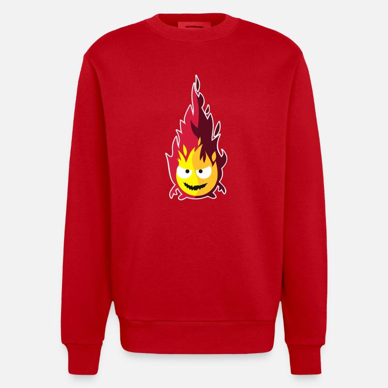 Feuer-Elementar - Heavyweight Oversized Organic Crew Neck Made in EU - Rot