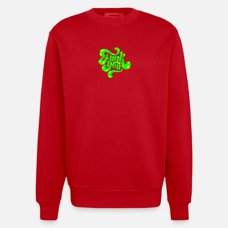 Conception de texte punk néon vert - Sweat bio épais oversize fabriqué en UE - rouge
