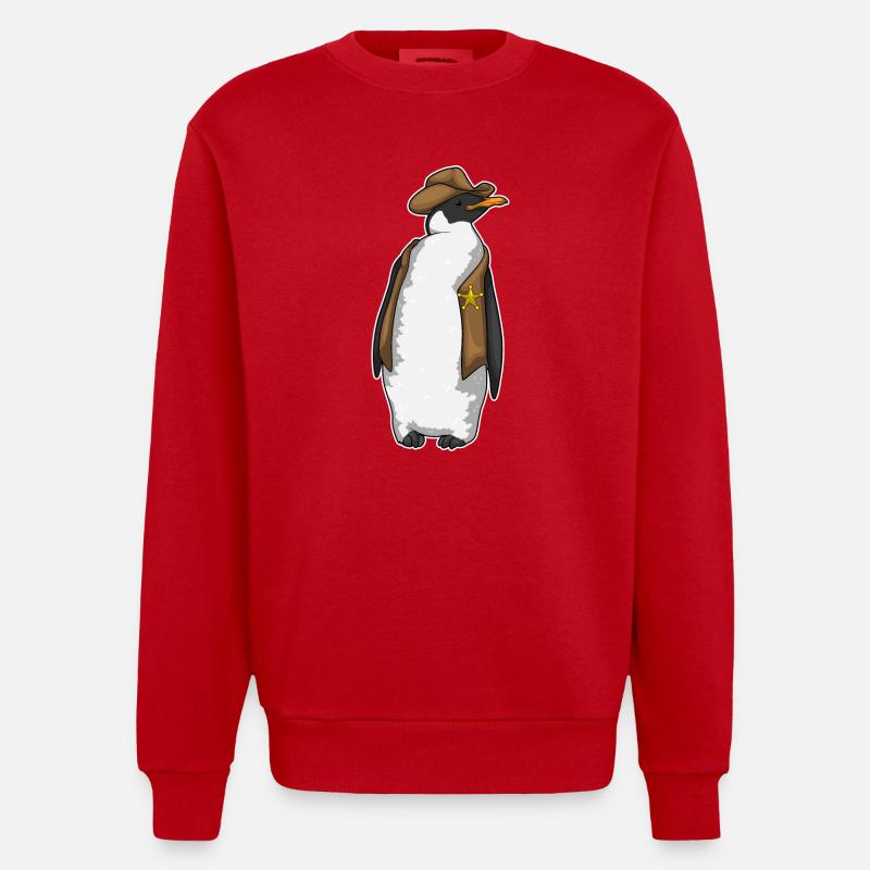 Shérif pingouin - Sweat bio épais oversize fabriqué en UE - rouge