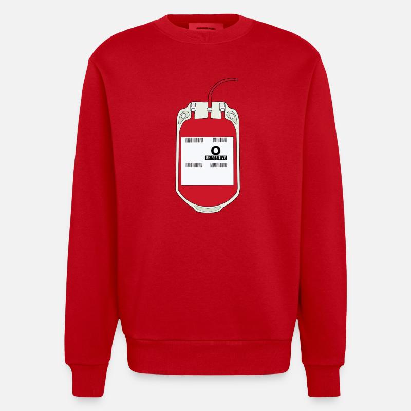 O Positiver Blutbeutel - Heavyweight Oversized Organic Crew Neck Made in EU - Rot