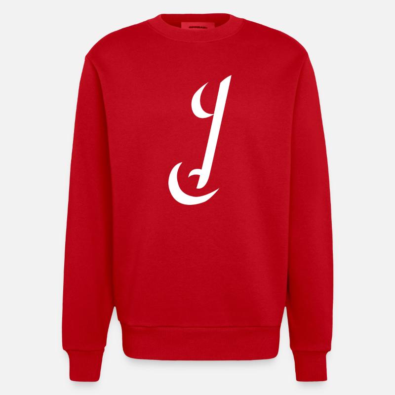 Letter J, Name, der Buchstabe J - Heavyweight Oversized Organic Crew Neck Made in EU - Rot