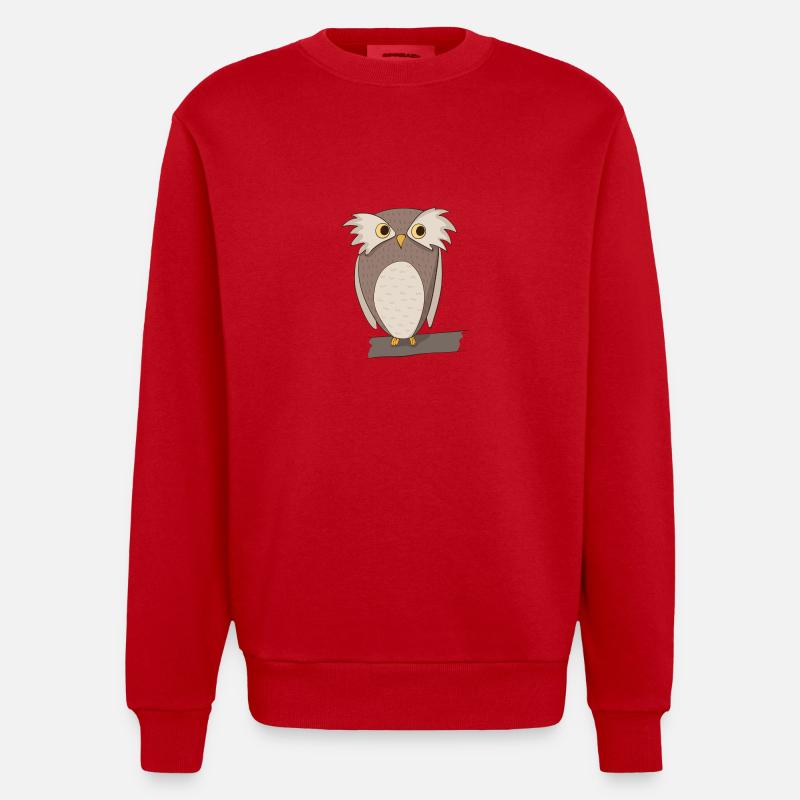 Eule Comic - Heavyweight Oversized Organic Crew Neck Made in EU - Rot