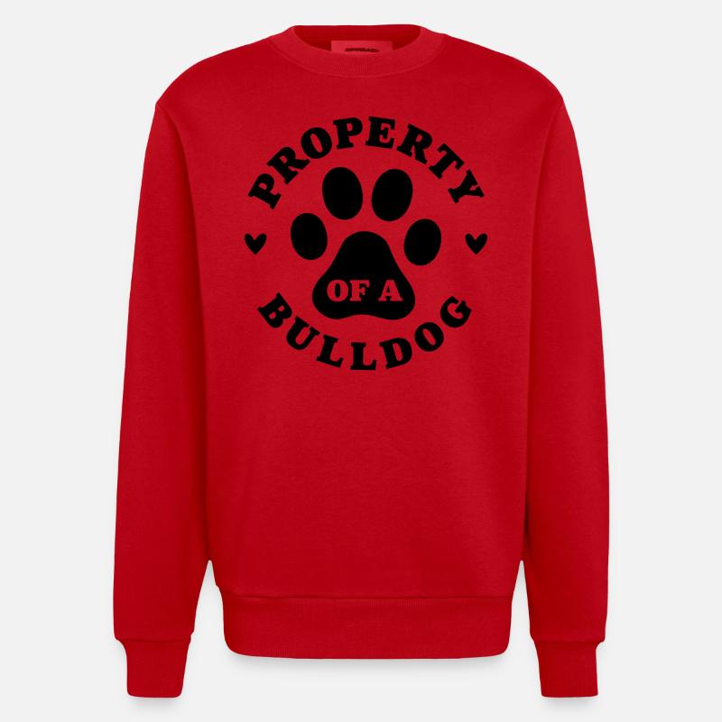 Eigentum einer Bulldogge - Heavyweight Oversized Organic Crew Neck Made in EU - Rot