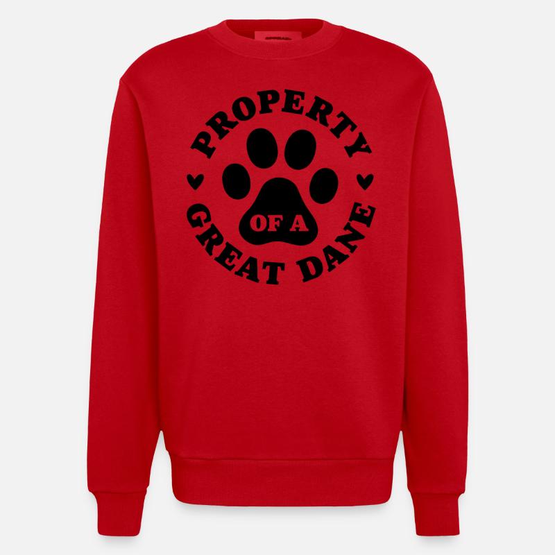Propriété d’un dogue allemand - Sweat bio épais oversize fabriqué en UE - rouge