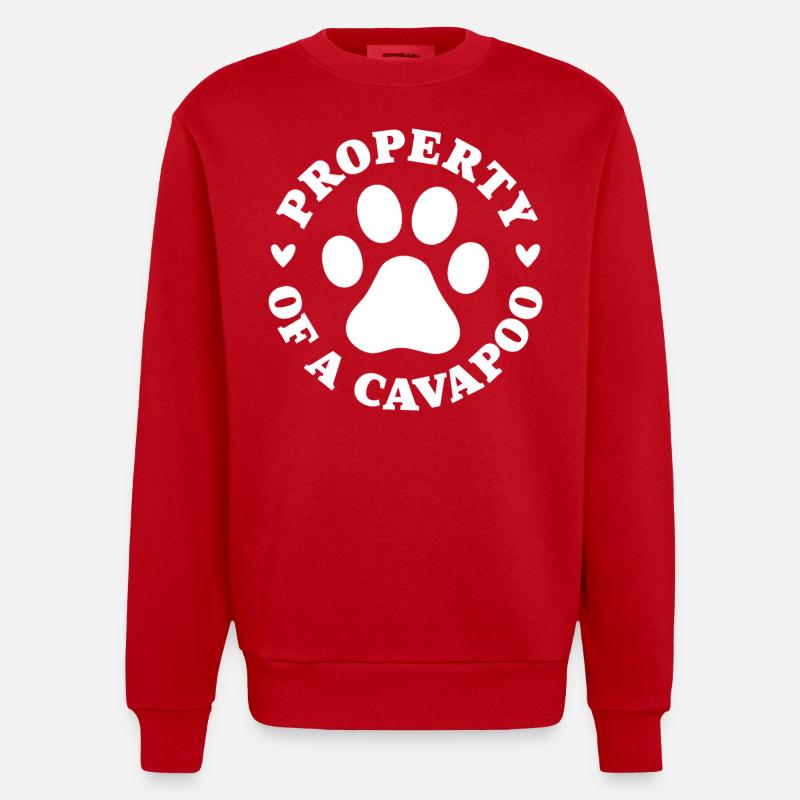 Propriété d’un Cavapoo - Sweat bio épais oversize fabriqué en UE - rouge