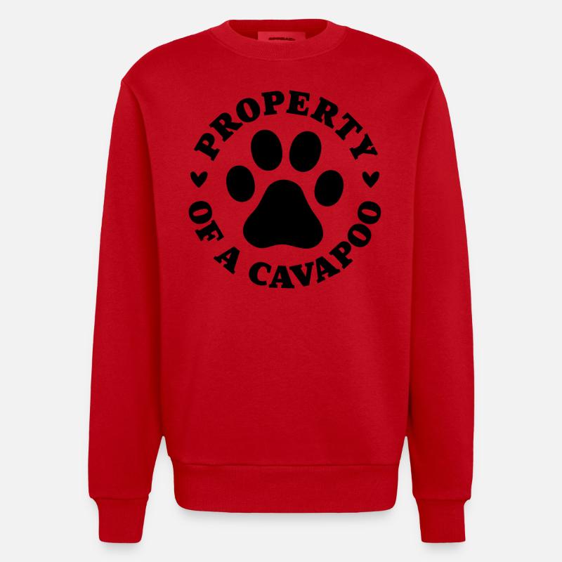 Propriété d’un Cavapoo - Sweat bio épais oversize fabriqué en UE - rouge