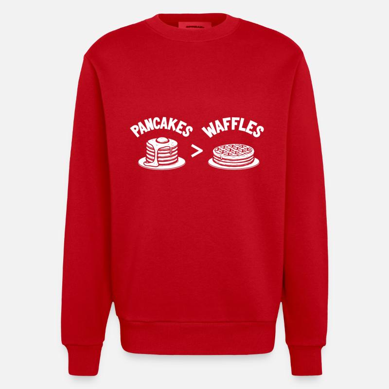 Pancakes over waffles - Heavyweight Oversized Organic Crew Neck Made in EU - red