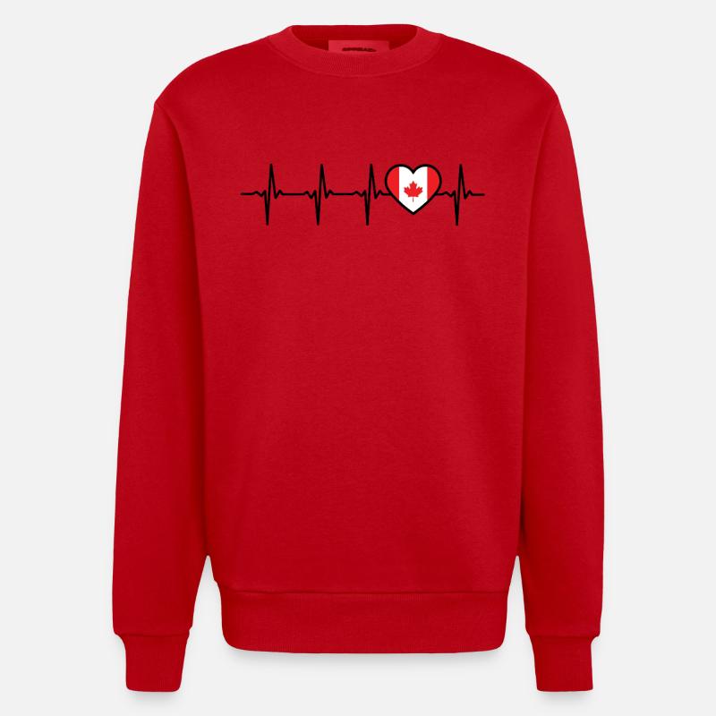 Canada Heartbeat Drapeau Canadien - Sweat bio épais oversize fabriqué en UE - rouge