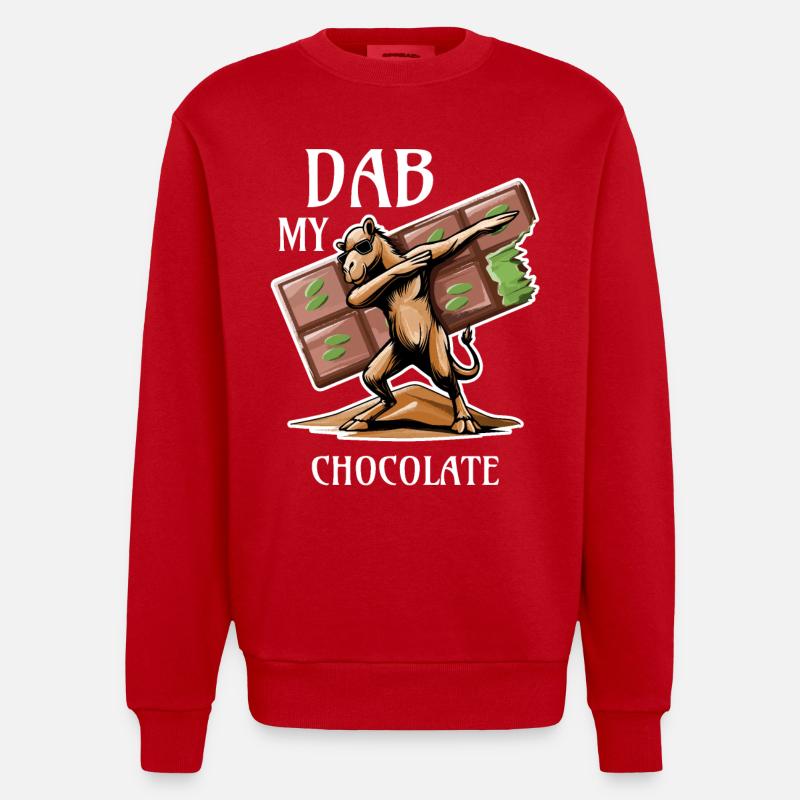 Dabbing Dromedar - Dubai Schokolade Geschenkidee - Heavyweight Oversized Organic Crew Neck Made in EU - Rot