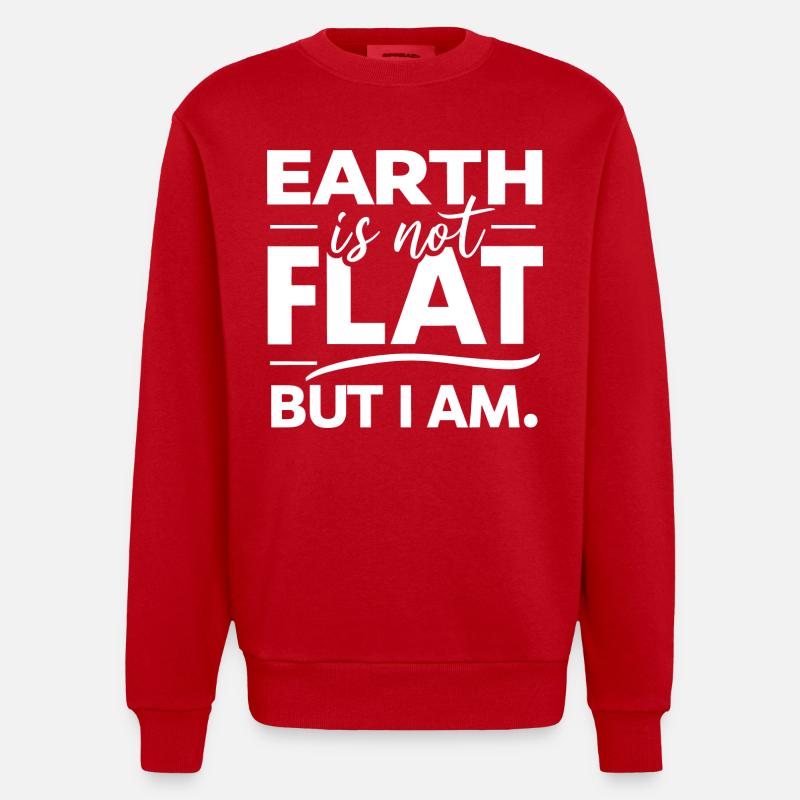 Satire Flache Erde Ironische Witze - Heavyweight Oversized Organic Crew Neck Made in EU - Rot