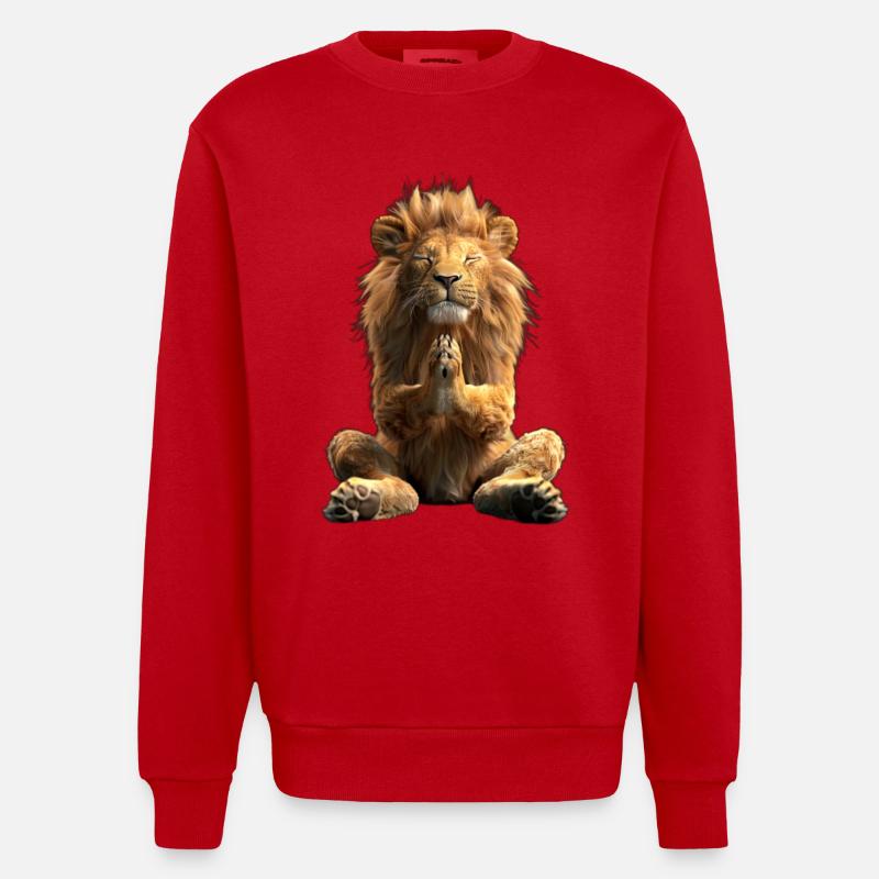 Lion - Sweat bio épais oversize fabriqué en UE - rouge