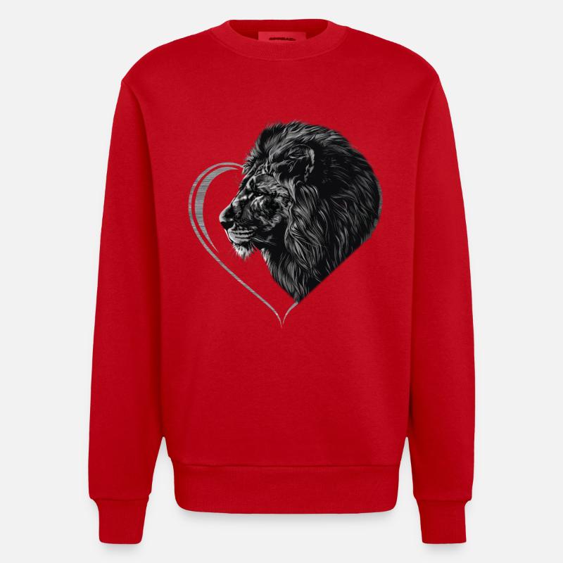 Lion - Sweat bio épais oversize fabriqué en UE - rouge