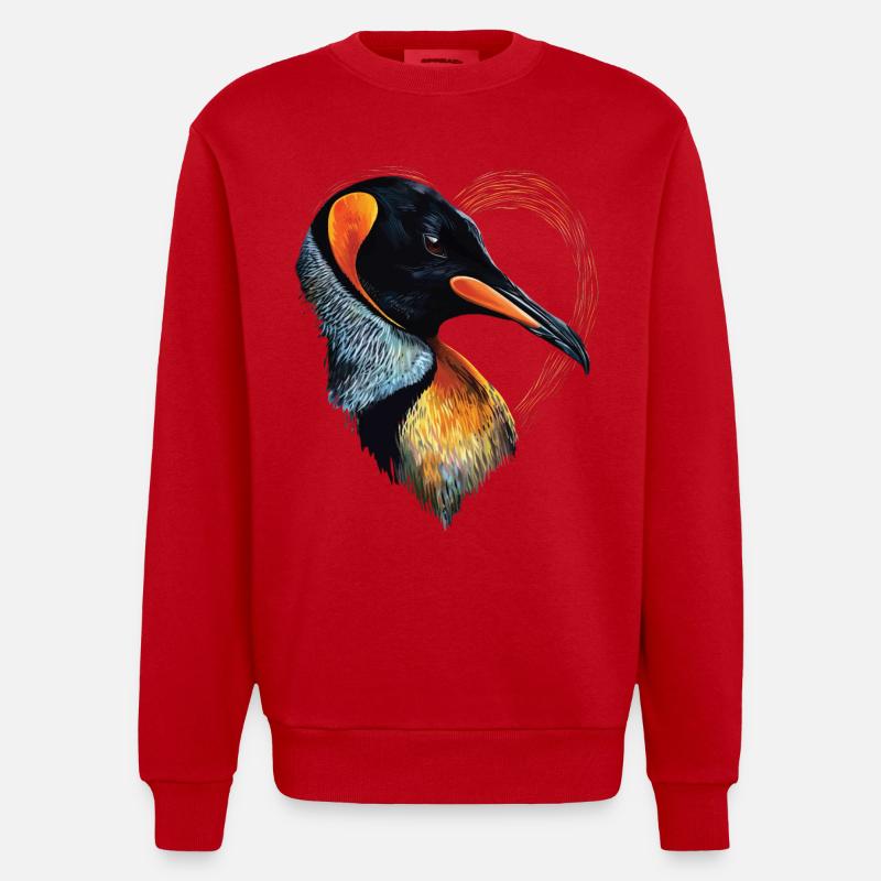 Pinguin - Heavyweight Oversized Organic Crew Neck Made in EU - Rot