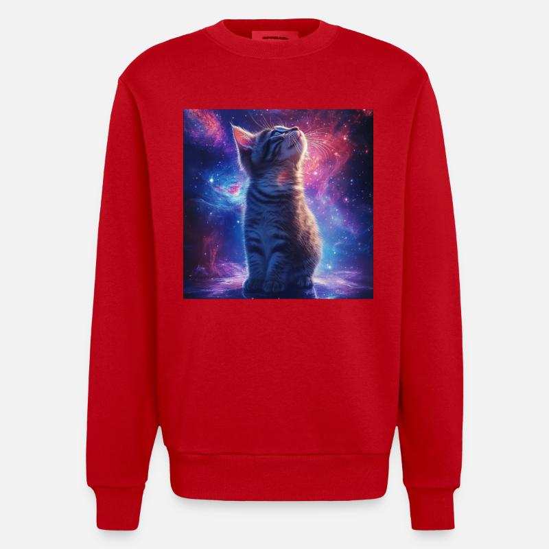 Cat - Heavyweight Oversized Organic Crew Neck Made in EU - red