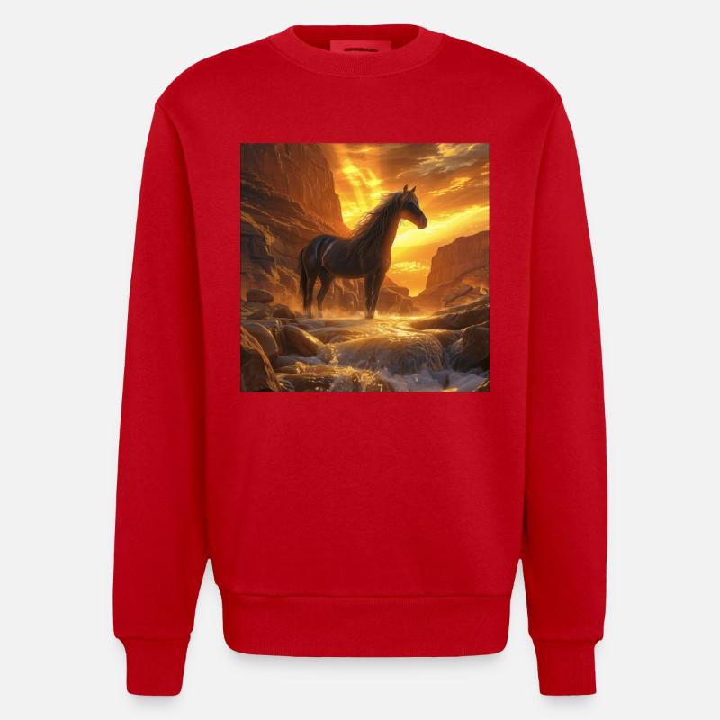 Pferd - Heavyweight Oversized Organic Crew Neck Made in EU - Rot