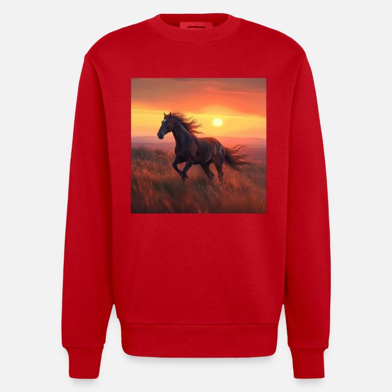 Pferd - Heavyweight Oversized Organic Crew Neck Made in EU - Rot