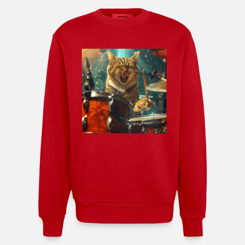 Chat - Sweat bio épais oversize fabriqué en UE - rouge