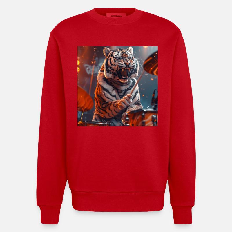 Tigre - Sweat bio épais oversize fabriqué en UE - rouge