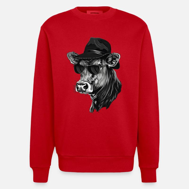 Vache - Sweat bio épais oversize fabriqué en UE - rouge