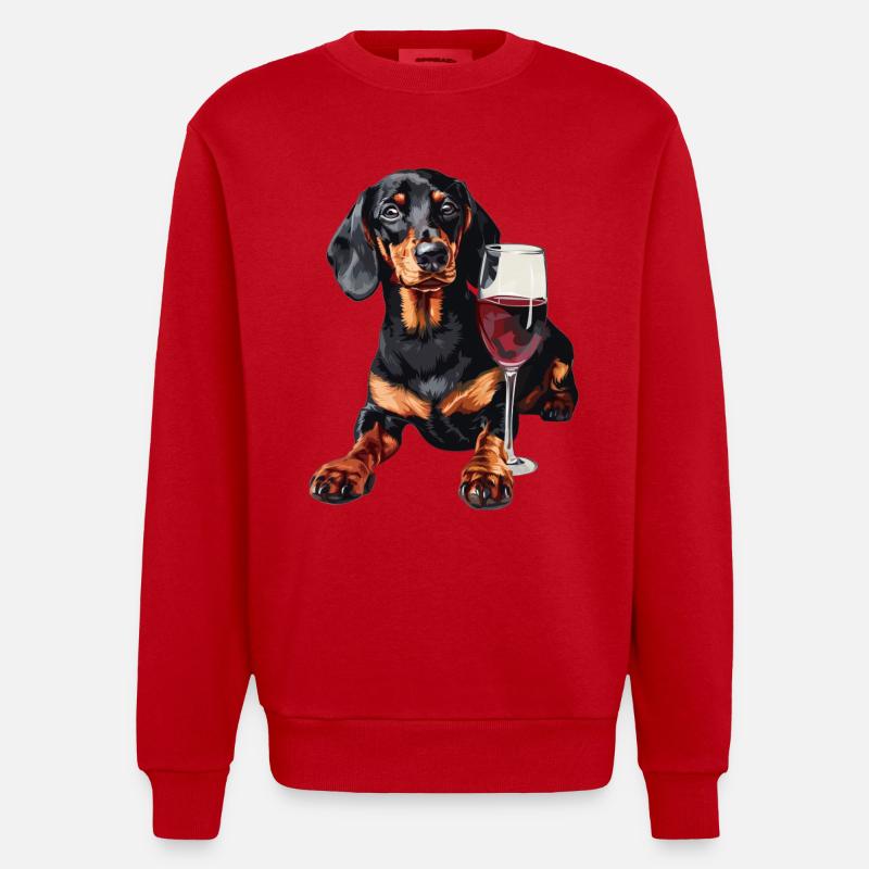 Dackel - Heavyweight Oversized Organic Crew Neck Made in EU - Rot