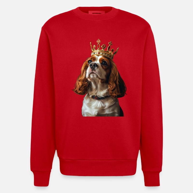 Cavalier King Charles Spaniel - Heavyweight Oversized Organic Crew Neck Made in EU - red