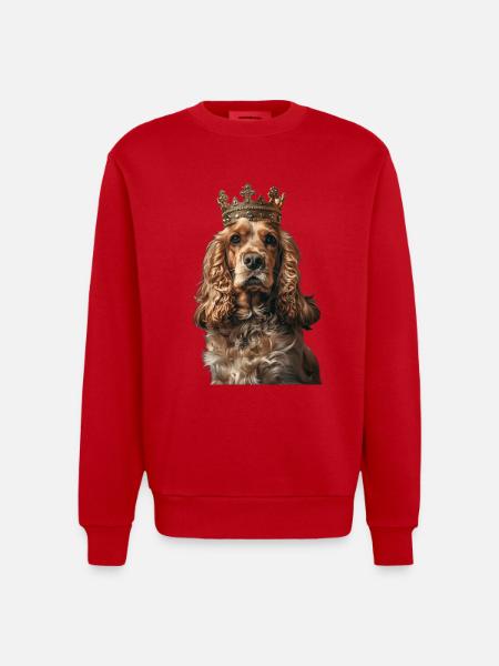 Cocker Spaniel - Heavyweight Oversized Organic Crew Neck Made in EU - red