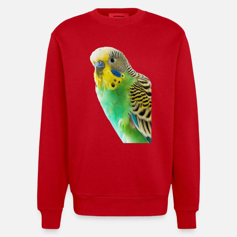 Budgerigar - Heavyweight Oversized Organic Crew Neck Made in EU - red