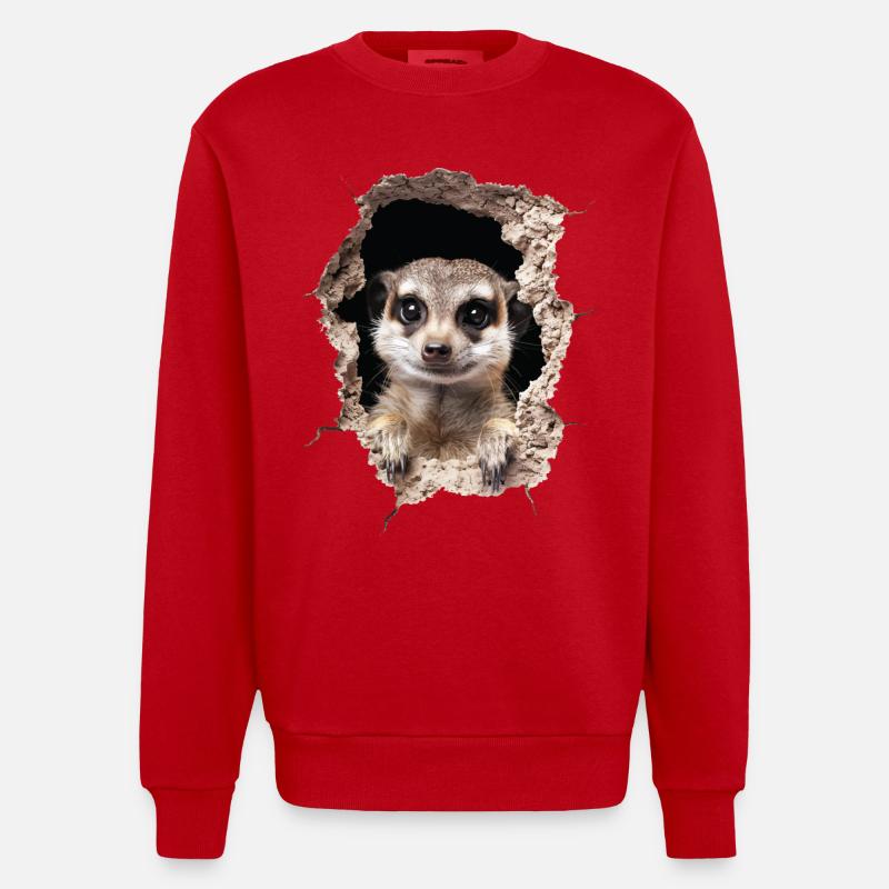 Erdmännchen - Heavyweight Oversized Organic Crew Neck Made in EU - Rot