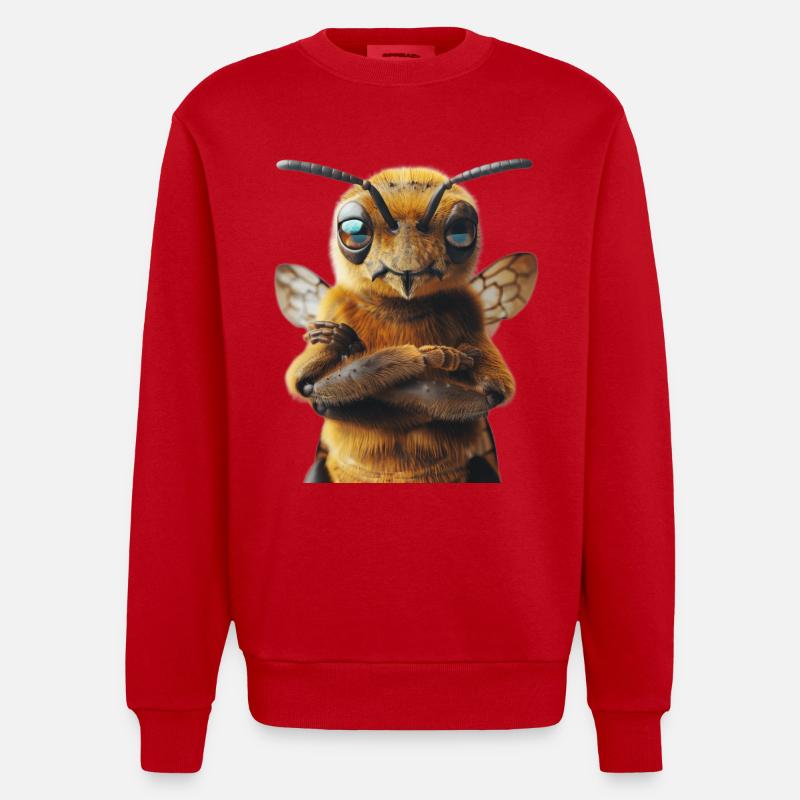 Bee - Heavyweight Oversized Organic Crew Neck Made in EU - red